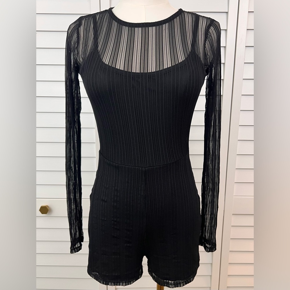 Mandy Mesh Romper - Black SZ: XS